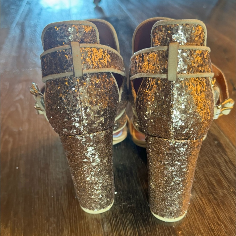 Givenchy Victoria Gold Glitter Biker Sandal - Picture 4 of 6